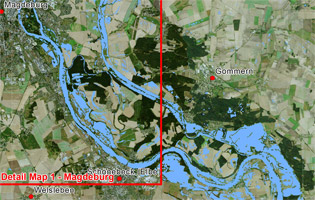 Satellitenbild der Überschwemmungen