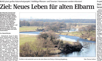 Bericht in der Volksstimme über das Projekt des BUND zur Revitalisierung der Alten Elbe