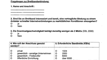 Fragebogen schnelles Internet