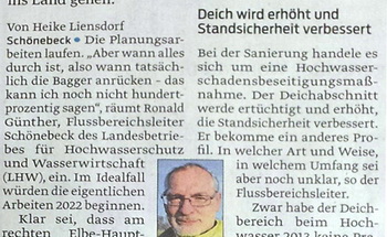 Zeitungsausschnitt zum Deichbau