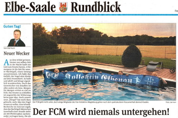 Zeitungsartikel Volksstimme über Elbenauer Fußballfans