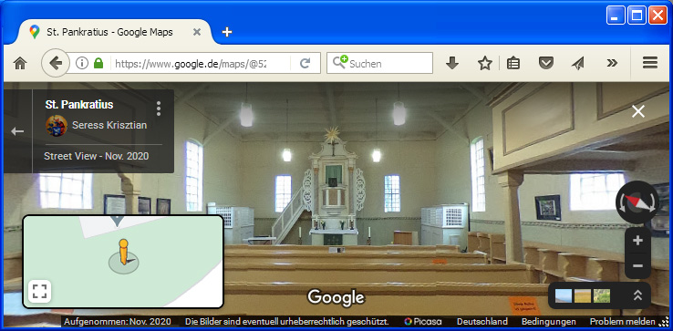 Elbenauer Kirche Online in der Google-Streetview Ansicht, Screenshot