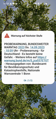 Warntag, Screenshot Cellbroadcast