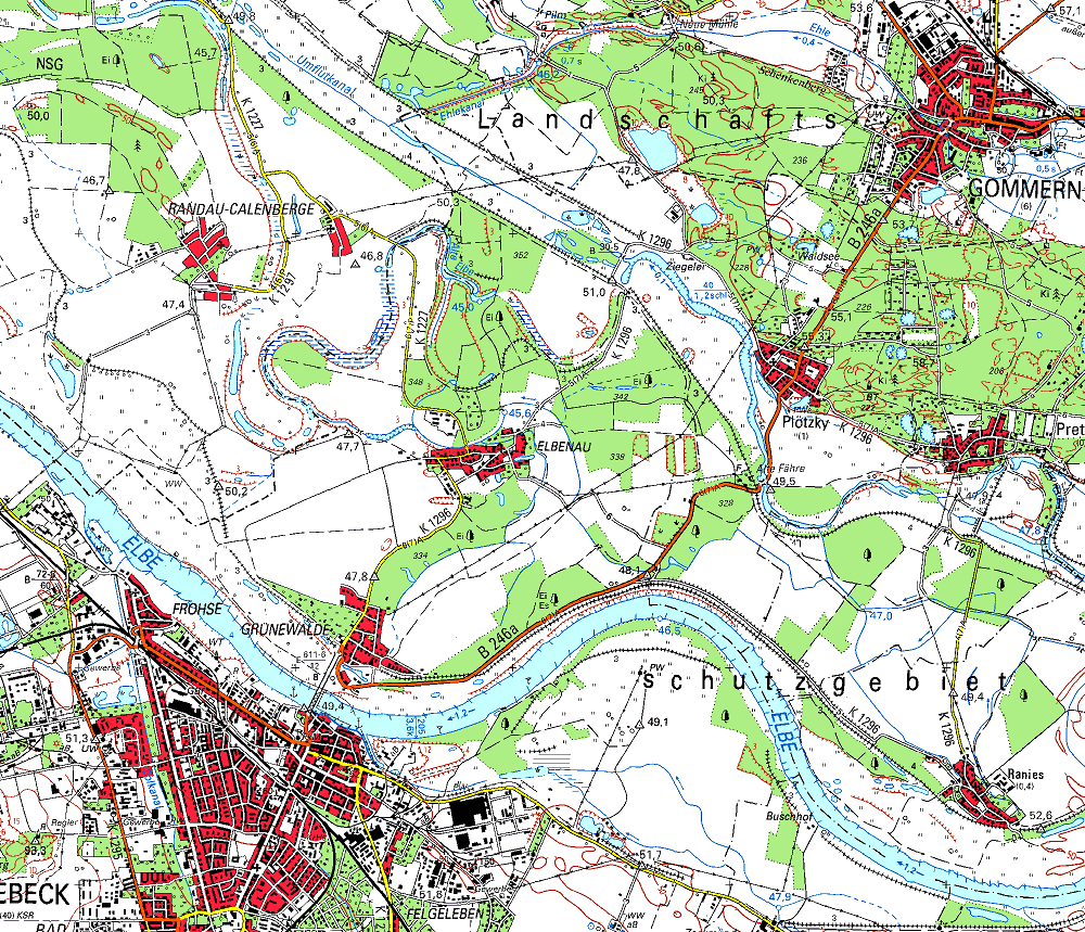 Karte von Elbenau und Umgebung